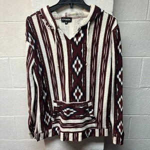 Carbon pullover hoidie Aztec print burgandy and navy.